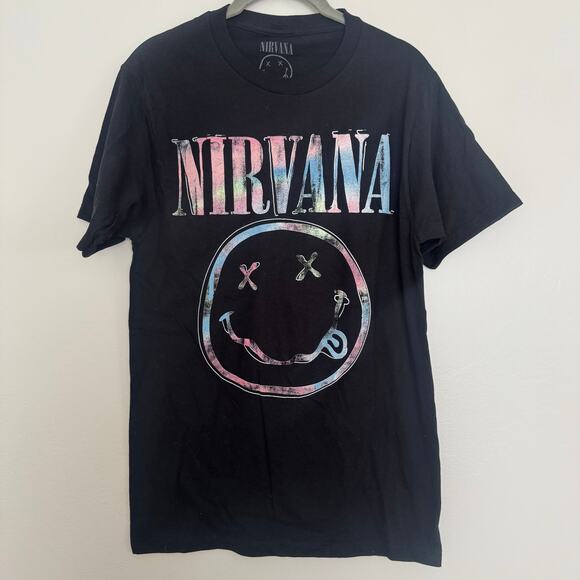 Nirvana Pastel Smile Band Tee in Black - Picture 2 of 5